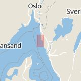 Karta som med röd fyrkant ramar in Smögen, Sotenäs, Västra Götalands län