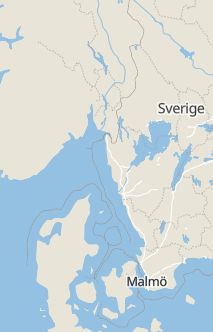 Översiktskarta som visar hela Sverige med en markör som visar ungefär var händelsen inträffat