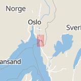 Karta som med röd fyrkant ramar in Svinesundsbron, Strömstad, Västra Götalands län