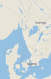 Översiktskarta som visar hela Sverige med en markör som visar ungefär var händelsen inträffat