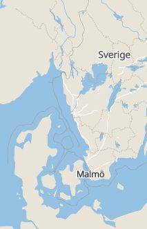 Översiktskarta som visar hela Sverige med en markör som visar ungefär var händelsen inträffat