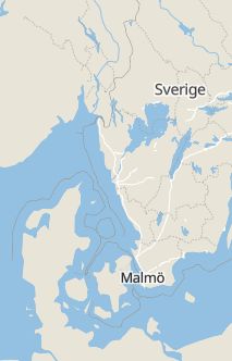 Översiktskarta som visar hela Sverige med en markör som visar ungefär var händelsen inträffat