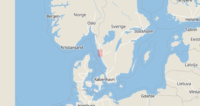 Karta som med röd fyrkant ramar in Hisingen, Kvillebäcken, Göteborg, Västra Götalands län