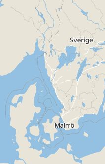 Översiktskarta som visar hela Sverige med en markör som visar ungefär var händelsen inträffat