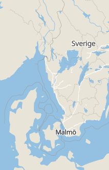 Översiktskarta som visar hela Sverige med en markör som visar ungefär var händelsen inträffat