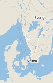 Översiktskarta som visar hela Sverige med en markör som visar ungefär var händelsen inträffat
