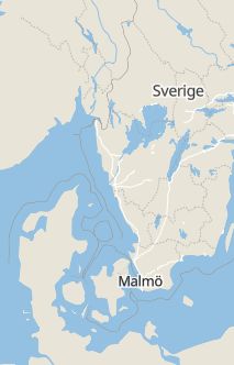 Översiktskarta som visar hela Sverige med en markör som visar ungefär var händelsen inträffat
