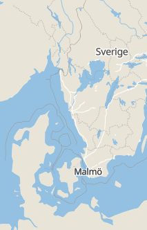 Översiktskarta som visar hela Sverige med en markör som visar ungefär var händelsen inträffat