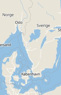 Översiktskarta som visar hela Sverige med en markör som visar ungefär var händelsen inträffat