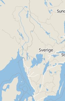 Översiktskarta som visar hela Sverige med en markör som visar ungefär var händelsen inträffat