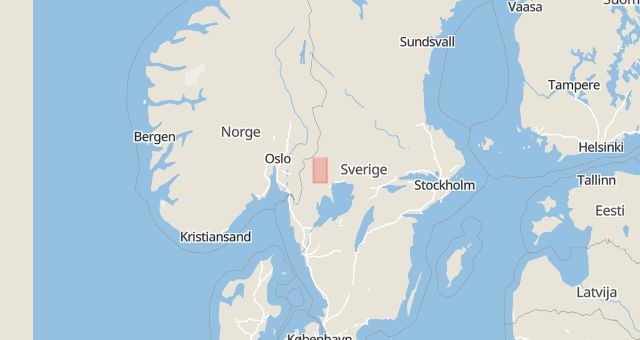 Karta som med röd fyrkant ramar in Arvika, Värmlands län