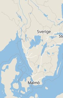 Översiktskarta som visar hela Sverige med en markör som visar ungefär var händelsen inträffat