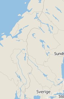 Översiktskarta som visar hela Sverige med en markör som visar ungefär var händelsen inträffat