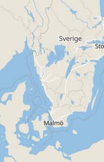 Översiktskarta som visar hela Sverige med en markör som visar ungefär var händelsen inträffat