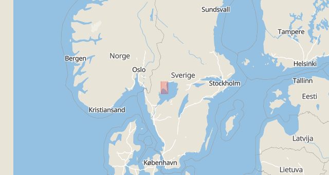 Karta som med röd fyrkant ramar in Värmland, Filipstad, Arvika, Karlstad, Säffle, Kristinehamn, Värmlands län