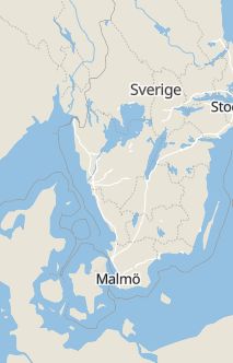Översiktskarta som visar hela Sverige med en markör som visar ungefär var händelsen inträffat