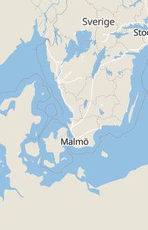 Översiktskarta som visar hela Sverige med en markör som visar ungefär var händelsen inträffat