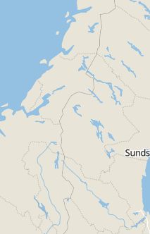 Översiktskarta som visar hela Sverige med en markör som visar ungefär var händelsen inträffat