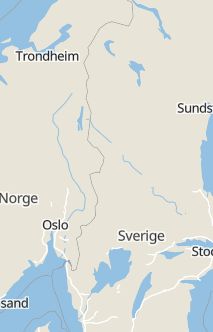 Översiktskarta som visar hela Sverige med en markör som visar ungefär var händelsen inträffat