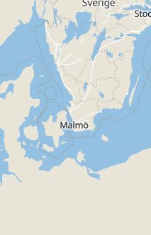 Översiktskarta som visar hela Sverige med en markör som visar ungefär var händelsen inträffat