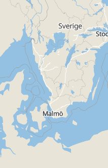 Översiktskarta som visar hela Sverige med en markör som visar ungefär var händelsen inträffat