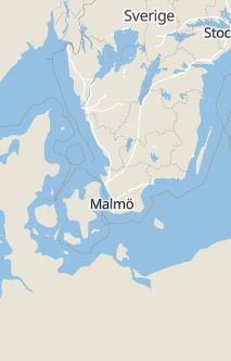 Översiktskarta som visar hela Sverige med en markör som visar ungefär var händelsen inträffat