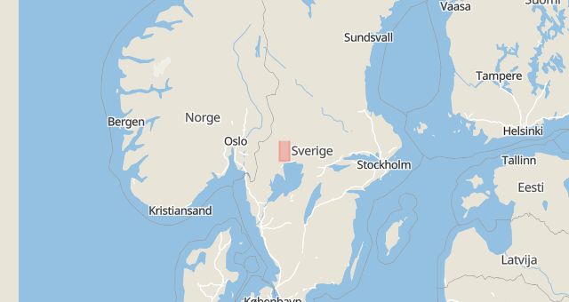 Karta som med röd fyrkant ramar in Karlstads Kommun, Tingvallastaden, Arvika, Sunne, Bäckebron, Fagerås, Värmlands län