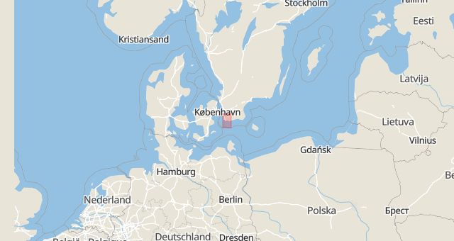 Karta som med röd fyrkant ramar in Östervångsvägen, Trelleborg, Skåne län