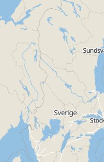 Översiktskarta som visar hela Sverige med en markör som visar ungefär var händelsen inträffat