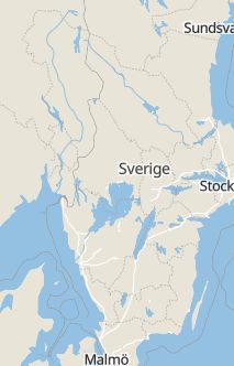 Översiktskarta som visar hela Sverige med en markör som visar ungefär var händelsen inträffat