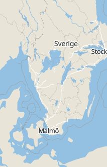 Översiktskarta som visar hela Sverige med en markör som visar ungefär var händelsen inträffat