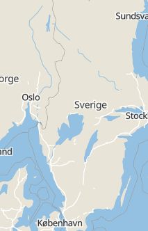 Översiktskarta som visar hela Sverige med en markör som visar ungefär var händelsen inträffat