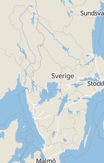 Översiktskarta som visar hela Sverige med en markör som visar ungefär var händelsen inträffat