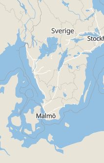 Översiktskarta som visar hela Sverige med en markör som visar ungefär var händelsen inträffat