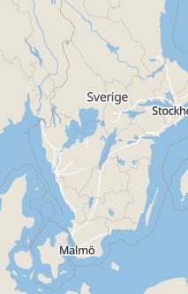 Översiktskarta som visar hela Sverige med en markör som visar ungefär var händelsen inträffat