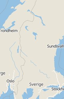 Översiktskarta som visar hela Sverige med en markör som visar ungefär var händelsen inträffat