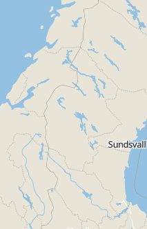Översiktskarta som visar hela Sverige med en markör som visar ungefär var händelsen inträffat