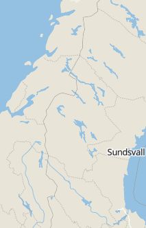 Översiktskarta som visar hela Sverige med en markör som visar ungefär var händelsen inträffat