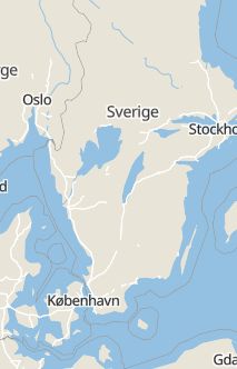 Översiktskarta som visar hela Sverige med en markör som visar ungefär var händelsen inträffat