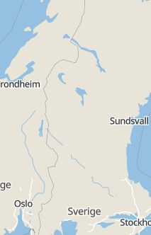 Översiktskarta som visar hela Sverige med en markör som visar ungefär var händelsen inträffat