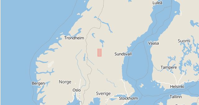 Karta som med röd fyrkant ramar in Vemdalsskalet, Härjedalen, Jämtlands län