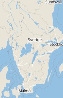 Översiktskarta som visar hela Sverige med en markör som visar ungefär var händelsen inträffat