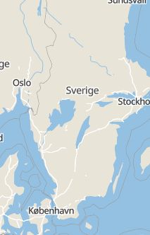 Översiktskarta som visar hela Sverige med en markör som visar ungefär var händelsen inträffat
