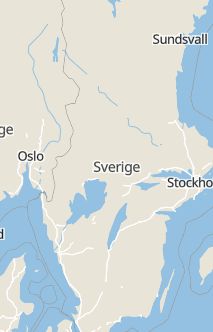 Översiktskarta som visar hela Sverige med en markör som visar ungefär var händelsen inträffat