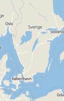 Översiktskarta som visar hela Sverige med en markör som visar ungefär var händelsen inträffat