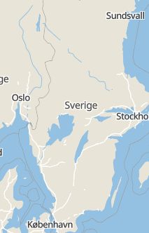 Översiktskarta som visar hela Sverige med en markör som visar ungefär var händelsen inträffat