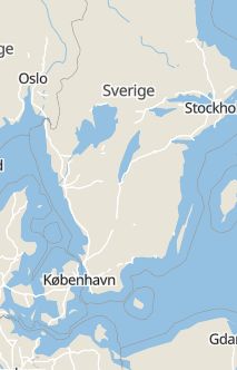 Översiktskarta som visar hela Sverige med en markör som visar ungefär var händelsen inträffat