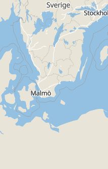 Översiktskarta som visar hela Sverige med en markör som visar ungefär var händelsen inträffat