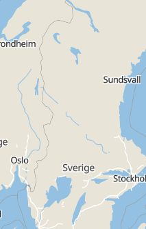 Översiktskarta som visar hela Sverige med en markör som visar ungefär var händelsen inträffat