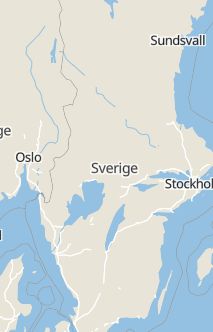 Översiktskarta som visar hela Sverige med en markör som visar ungefär var händelsen inträffat